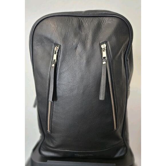 BOLANGARO TREVOR Leather Zipper Backpack Work Travel Black EUC 15x11x5 - Picture 9 of 14